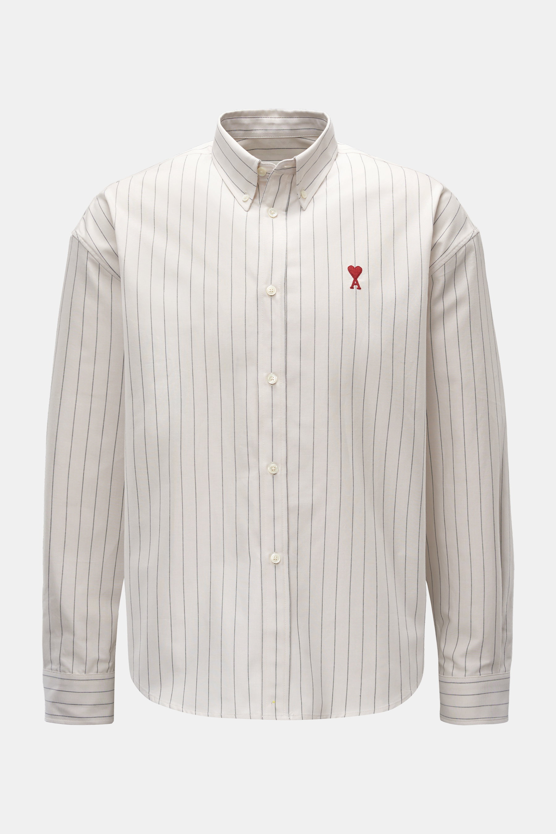Ami Paris Oxford-Hemd Button-Down-Kragen offwhite/schwarz gestreift