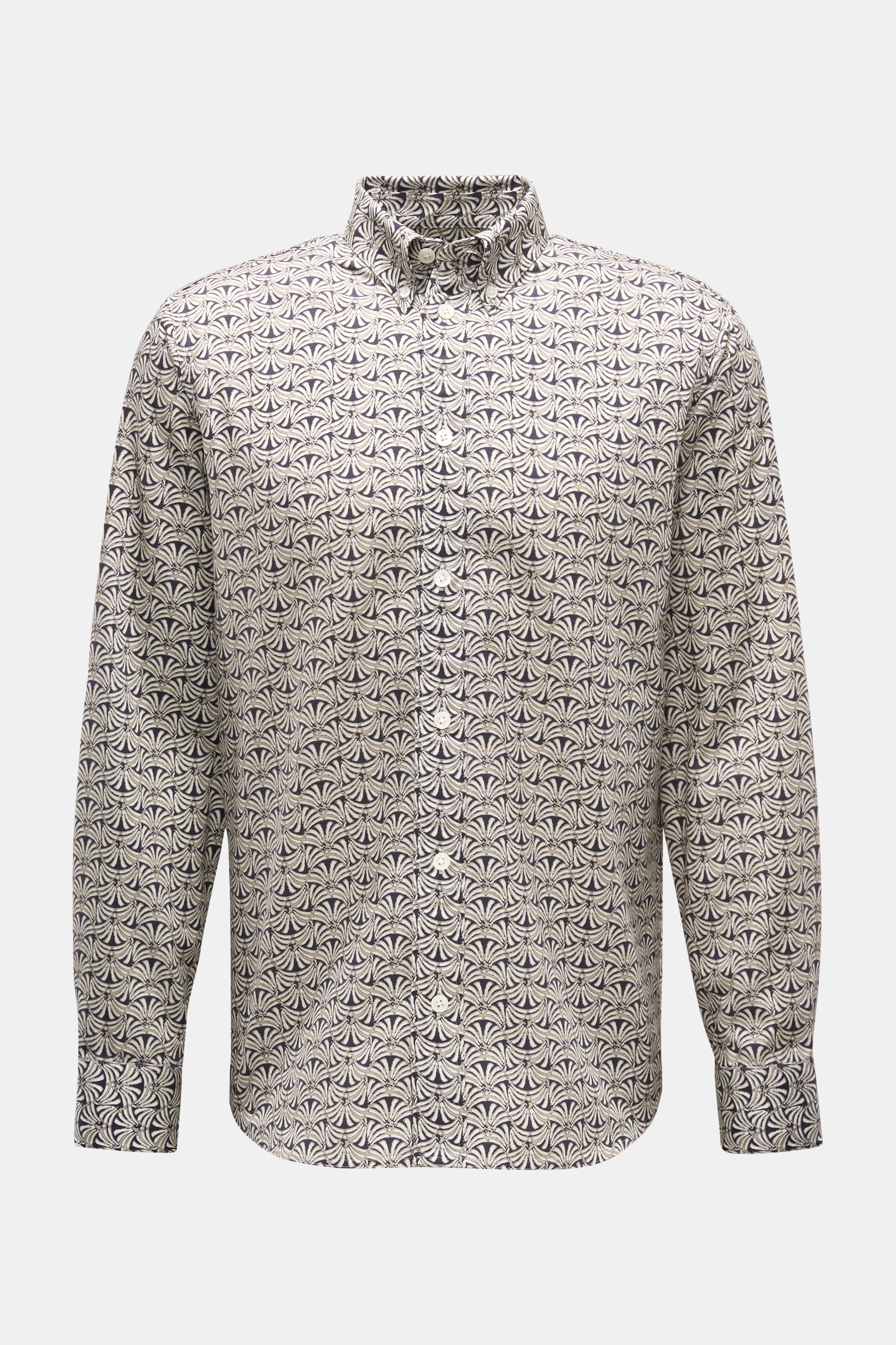 NN.07 Casual Hemd Button-Down-Kragen navy/beige/weiß gemustert