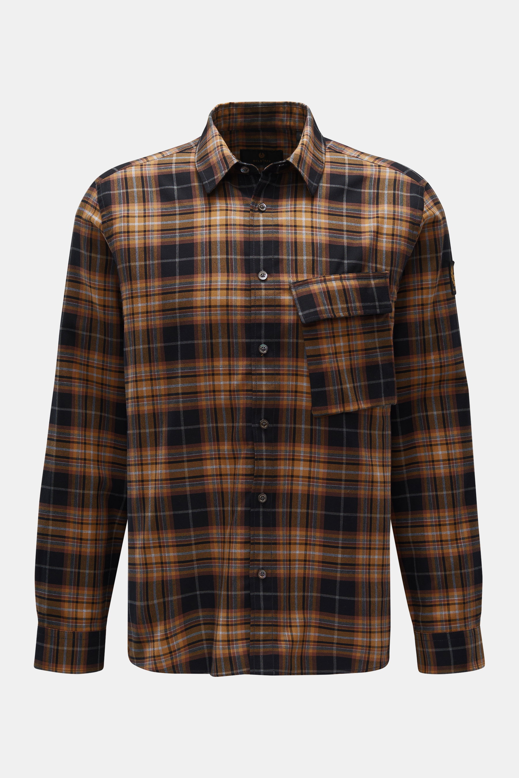 Belstaff Casual Hemd 'Longton' schmaler Kragen beige/schwarz/braun kariert