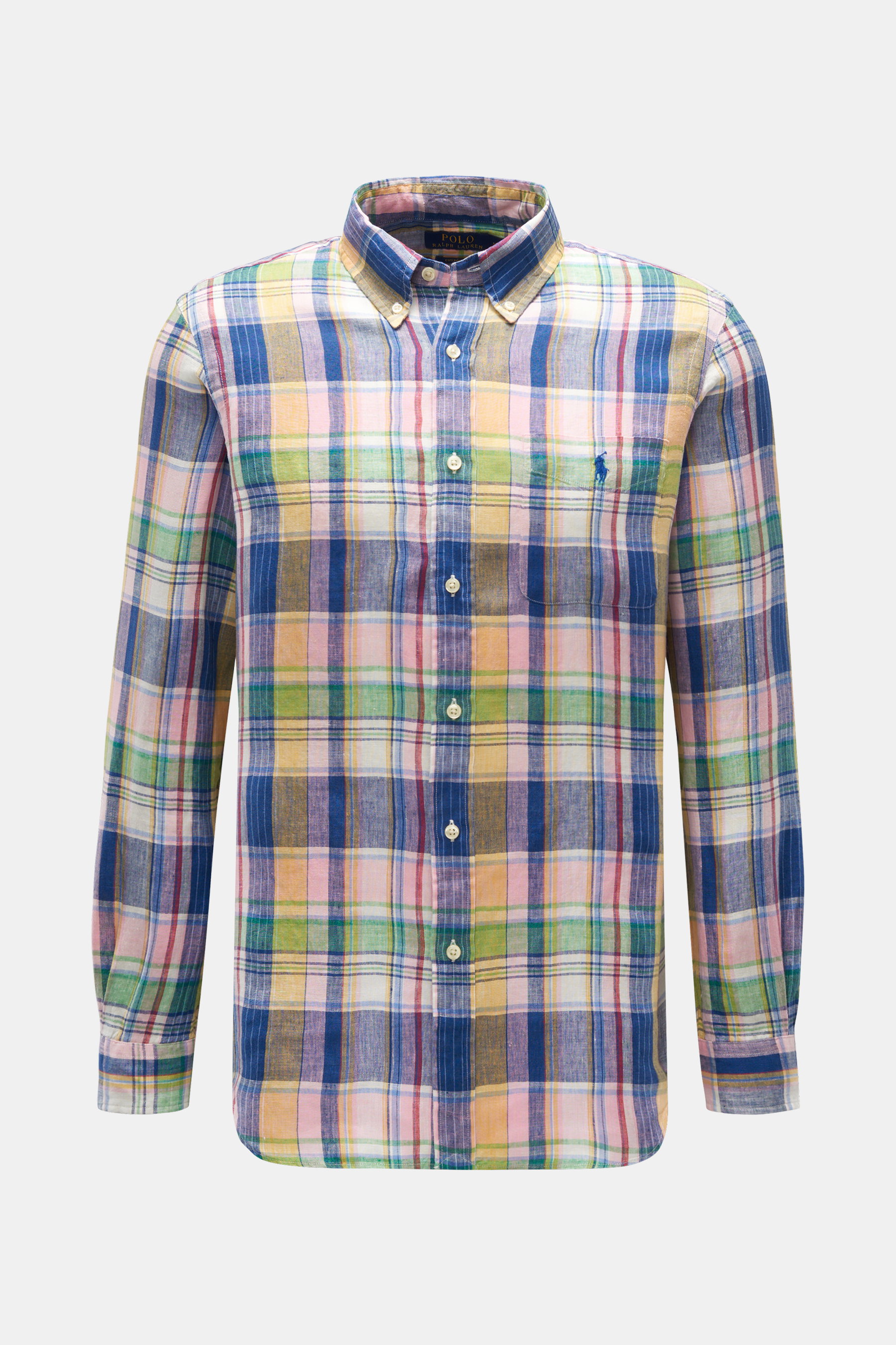 Polo Ralph Lauren Leinenhemd Button-Down-Kragen rosé/grün/dunkelblau kariert