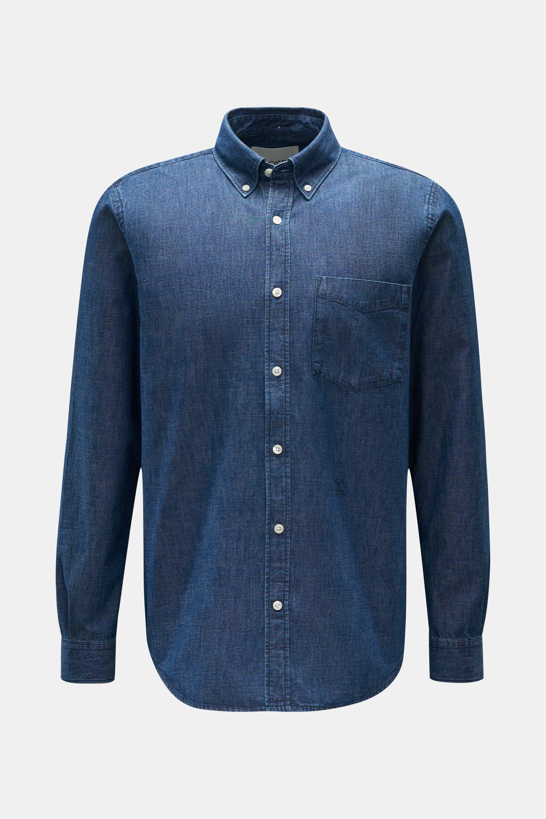Closed Jeanshemd Button-Down-Kragen navy meliert