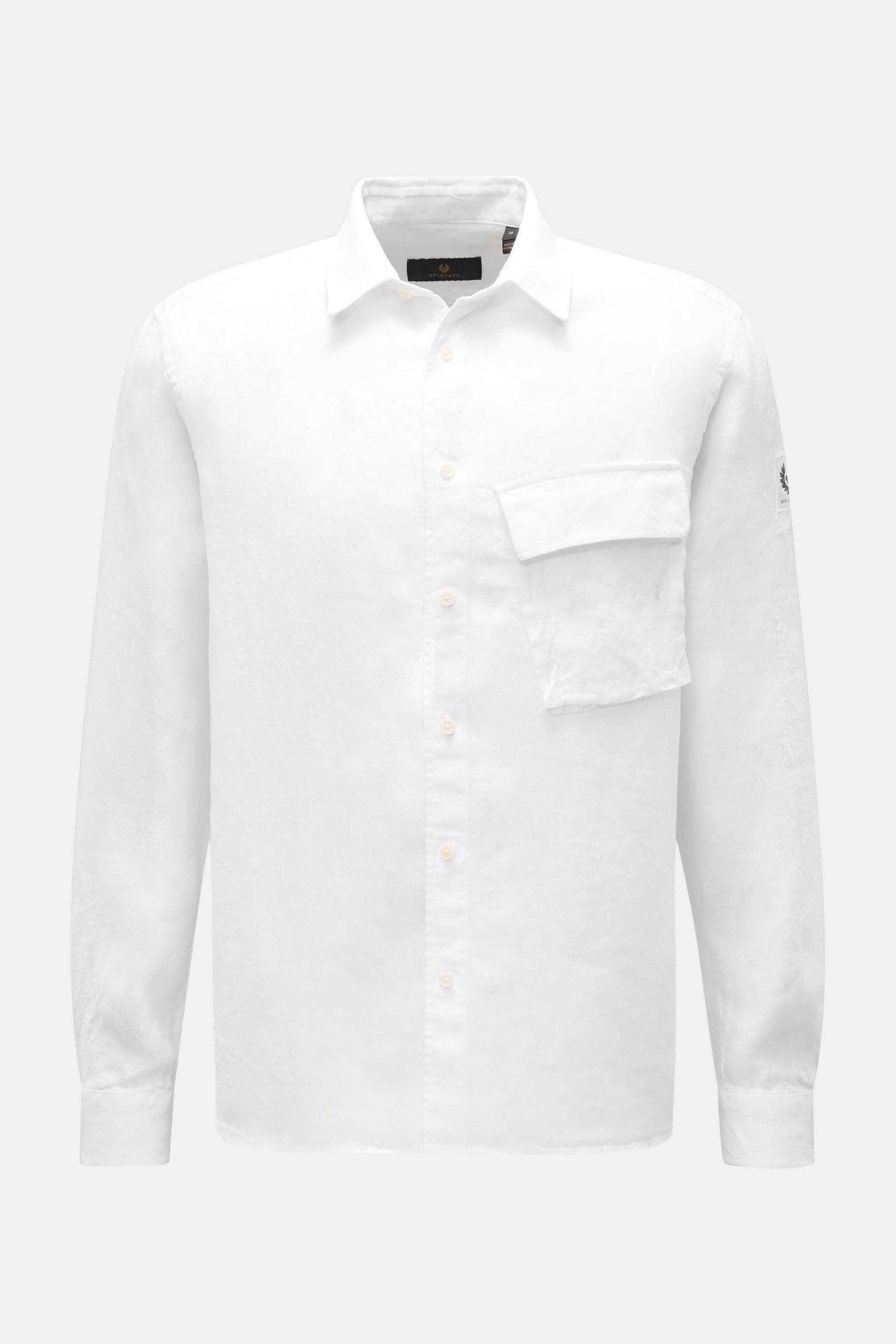 Belstaff Leinenhemd schmaler Kragen weiß