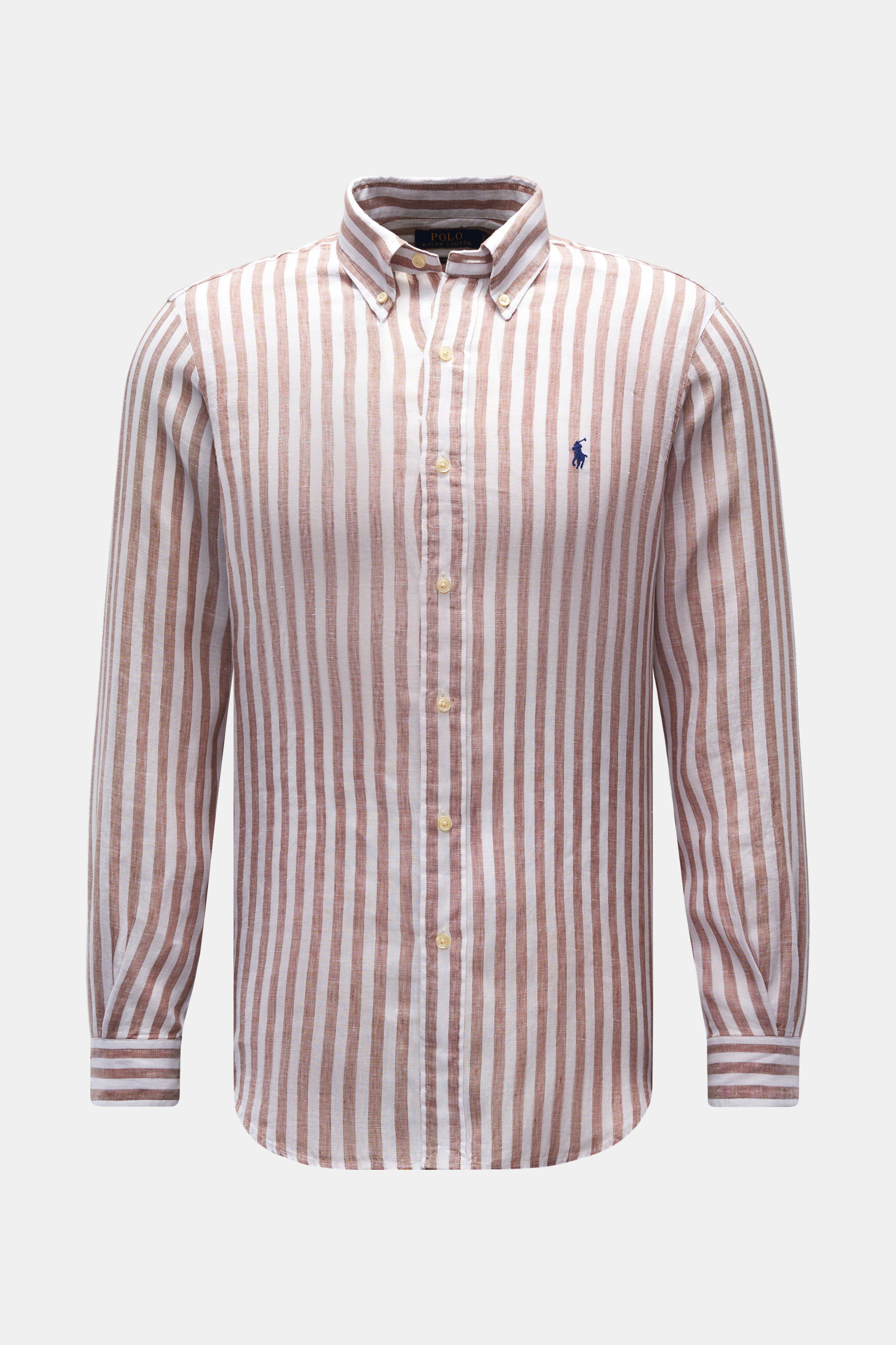Polo Ralph Lauren Leinenhemd Button-Down-Kragen braun/weiß gestreift