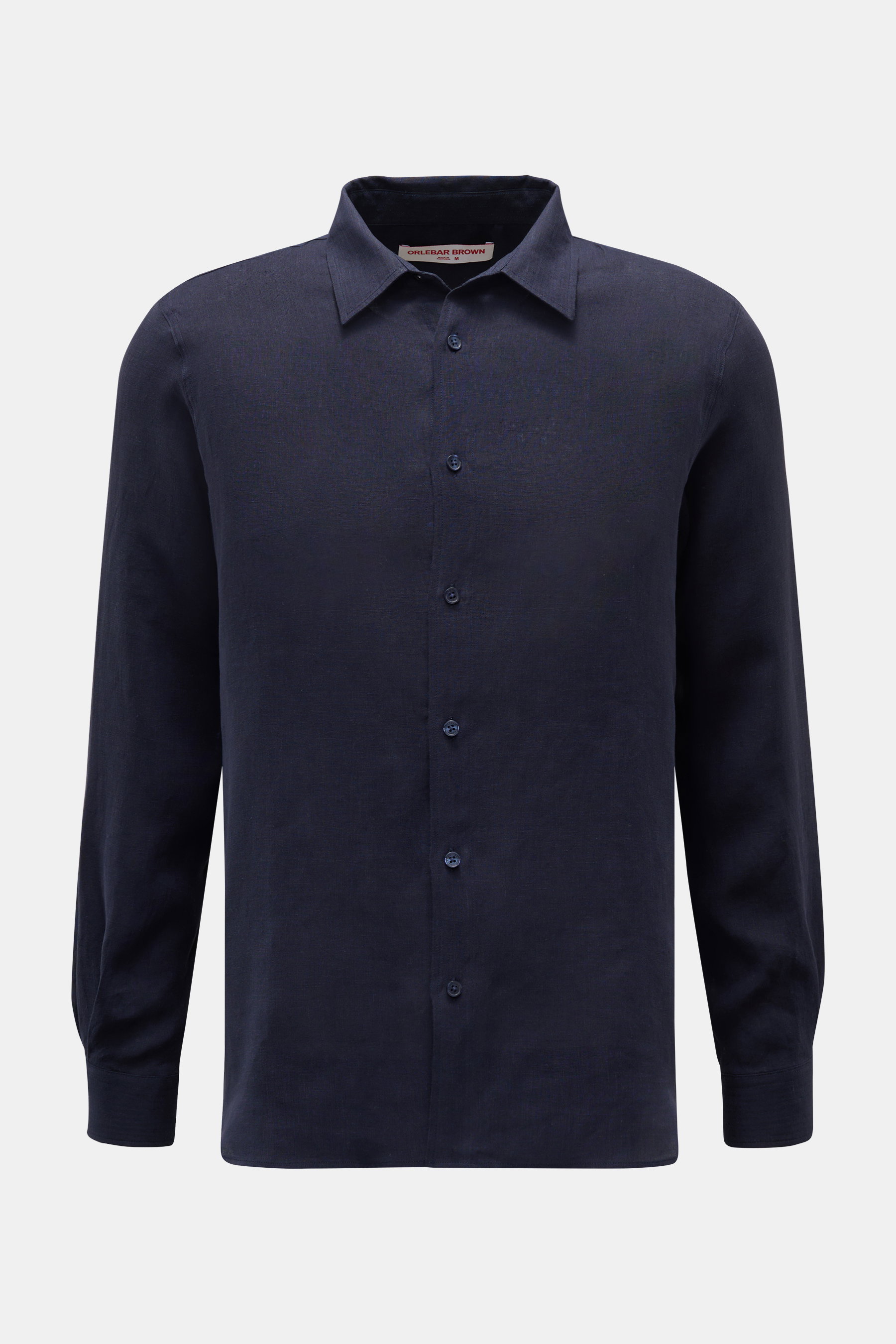 Orlebar Brown Linen shirt 'Justin' narrow collar dark navy