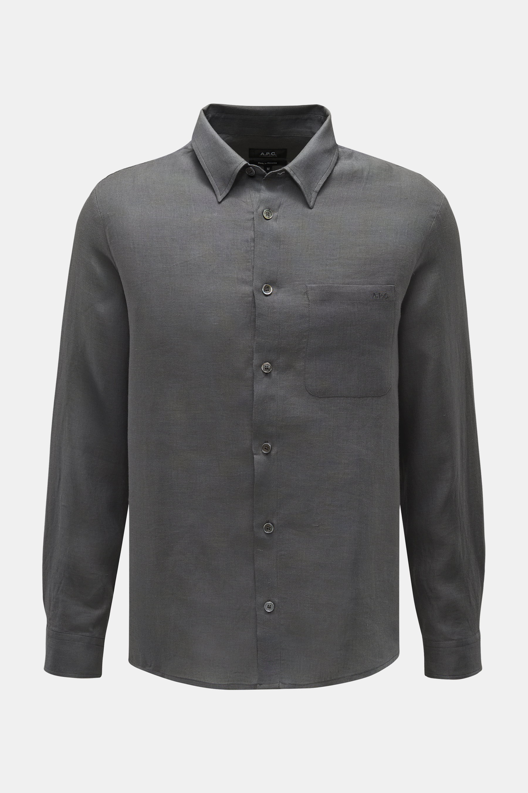 A.P.C. Leinenhemd Kent-Kragen 'Liaek' anthrazit