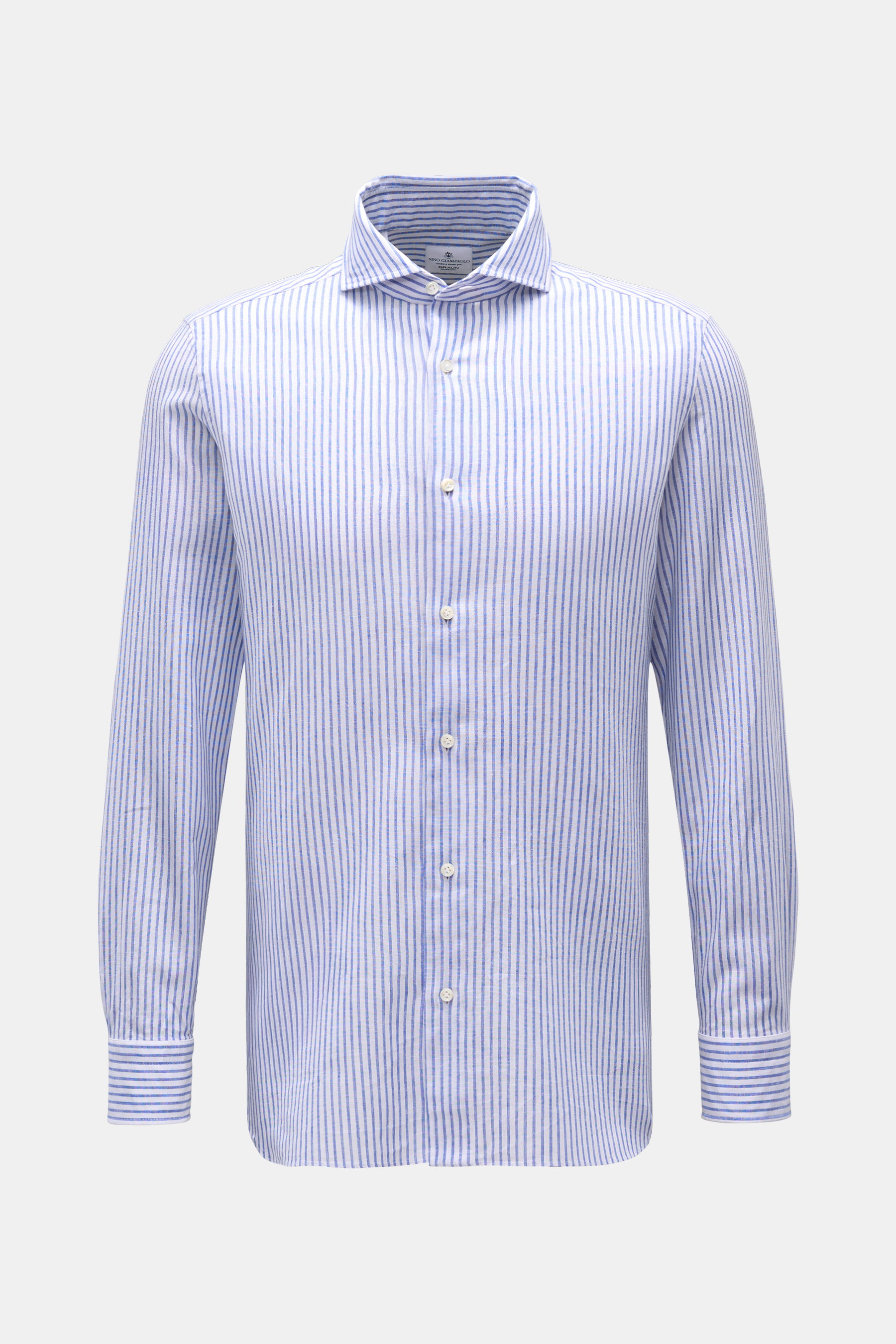 Giampaolo Casual Hemd Haifisch-Kragen blau/weiß gestreift