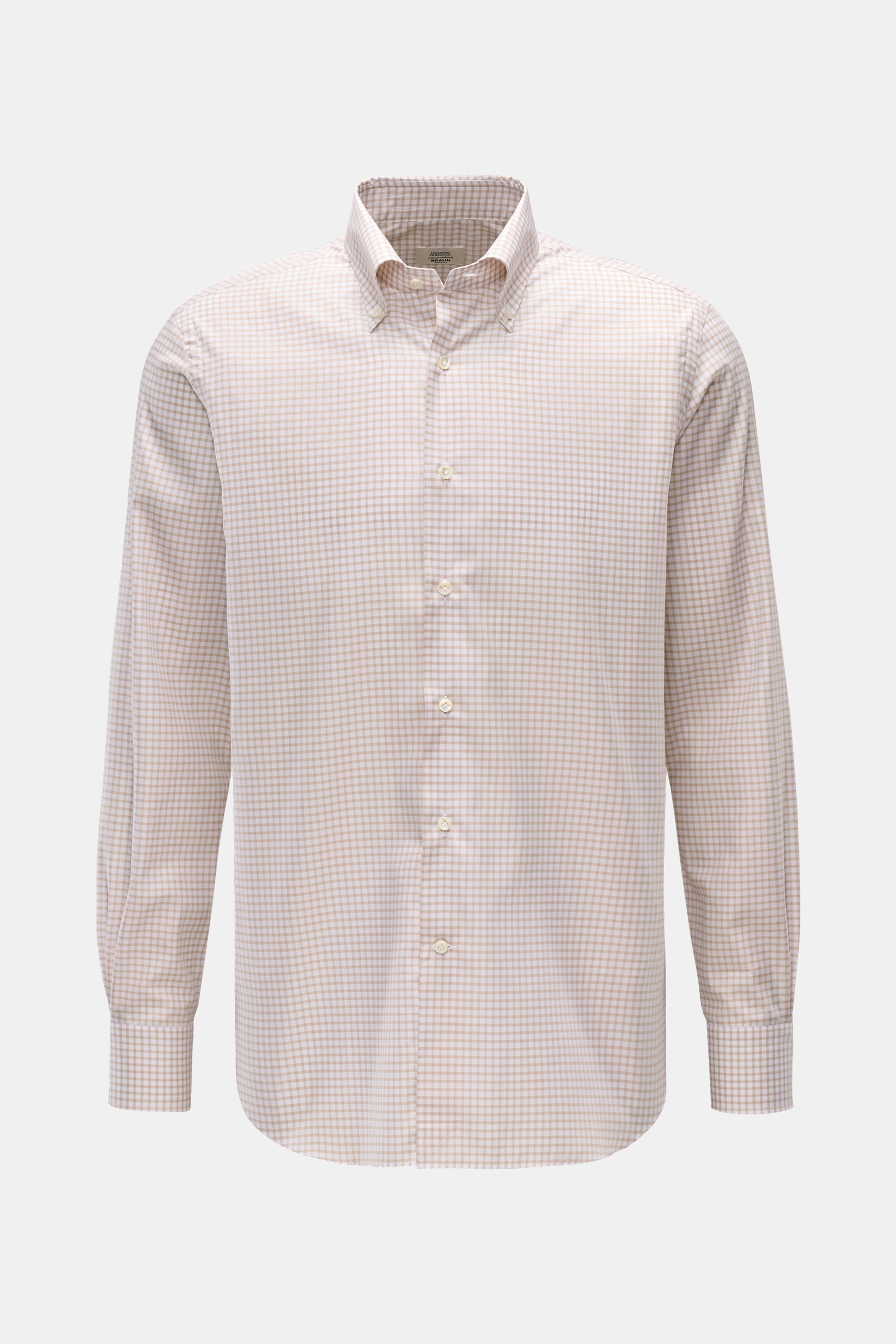 Casual Hemd Button-Down-Kragen beige/weiß kariert