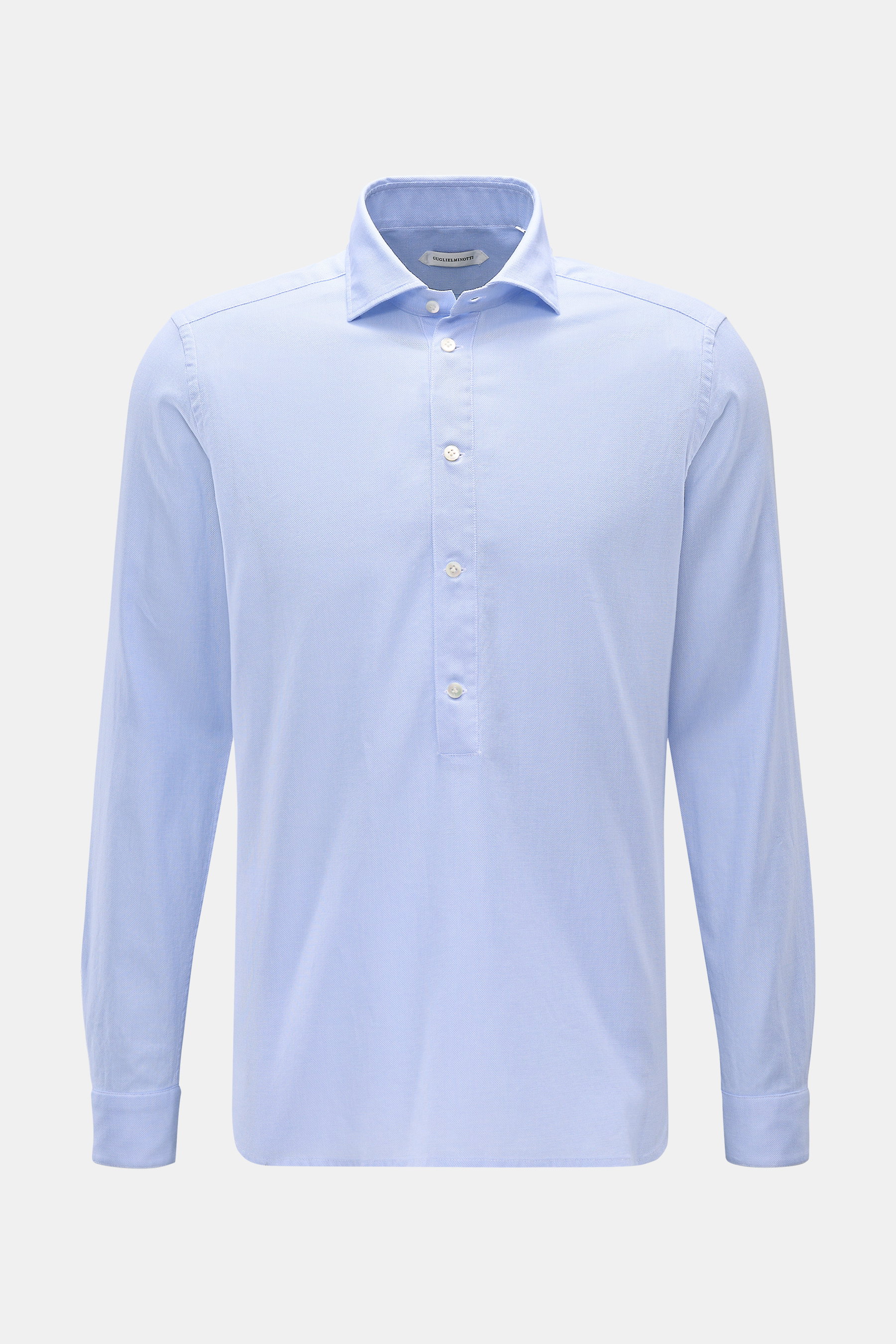 Guglielminotti Piqué Popover-Hemd Haifisch-Kragen hellblau