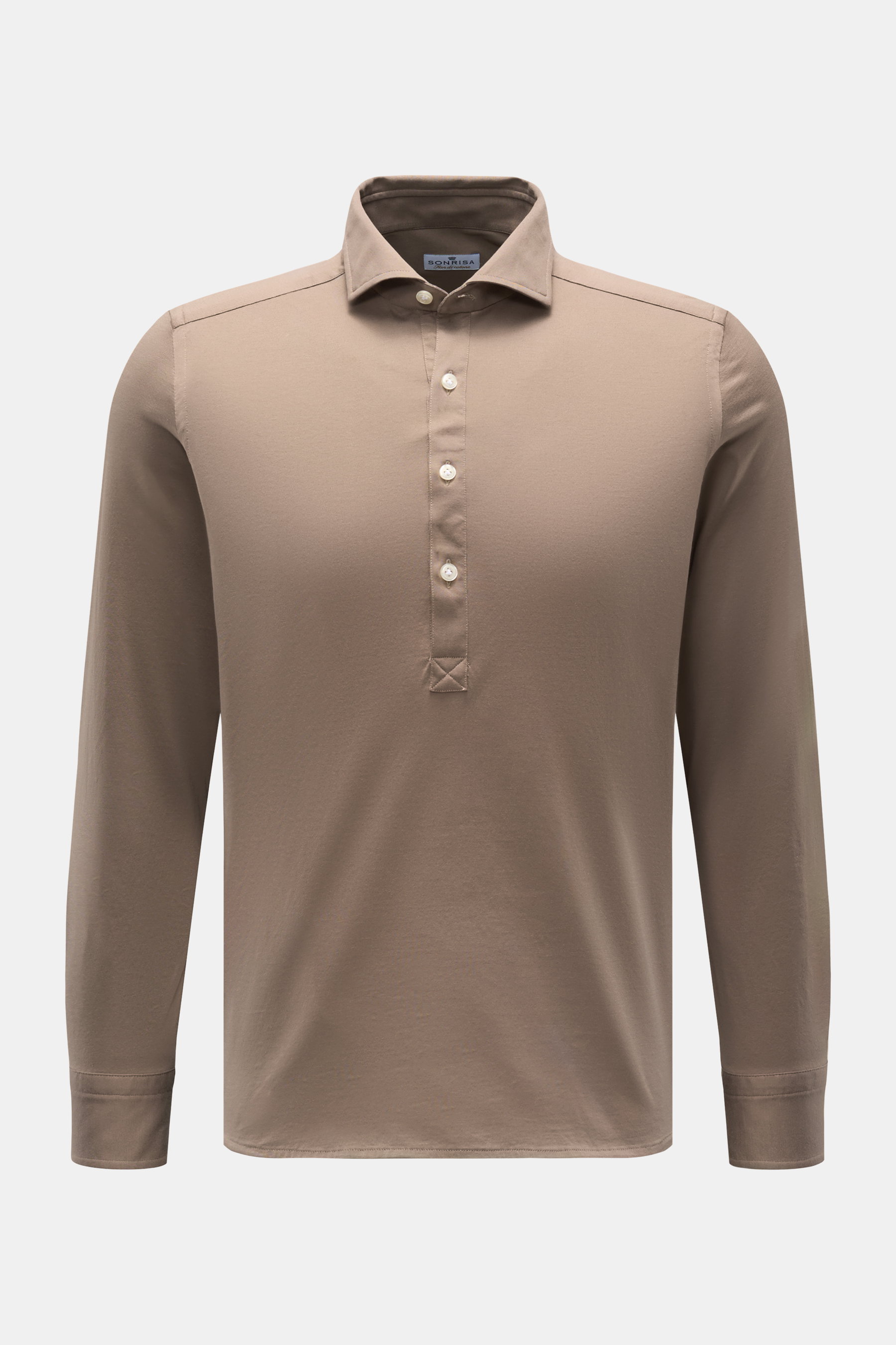 Jersey Popover-Hemd Haifisch-Kragen taupe