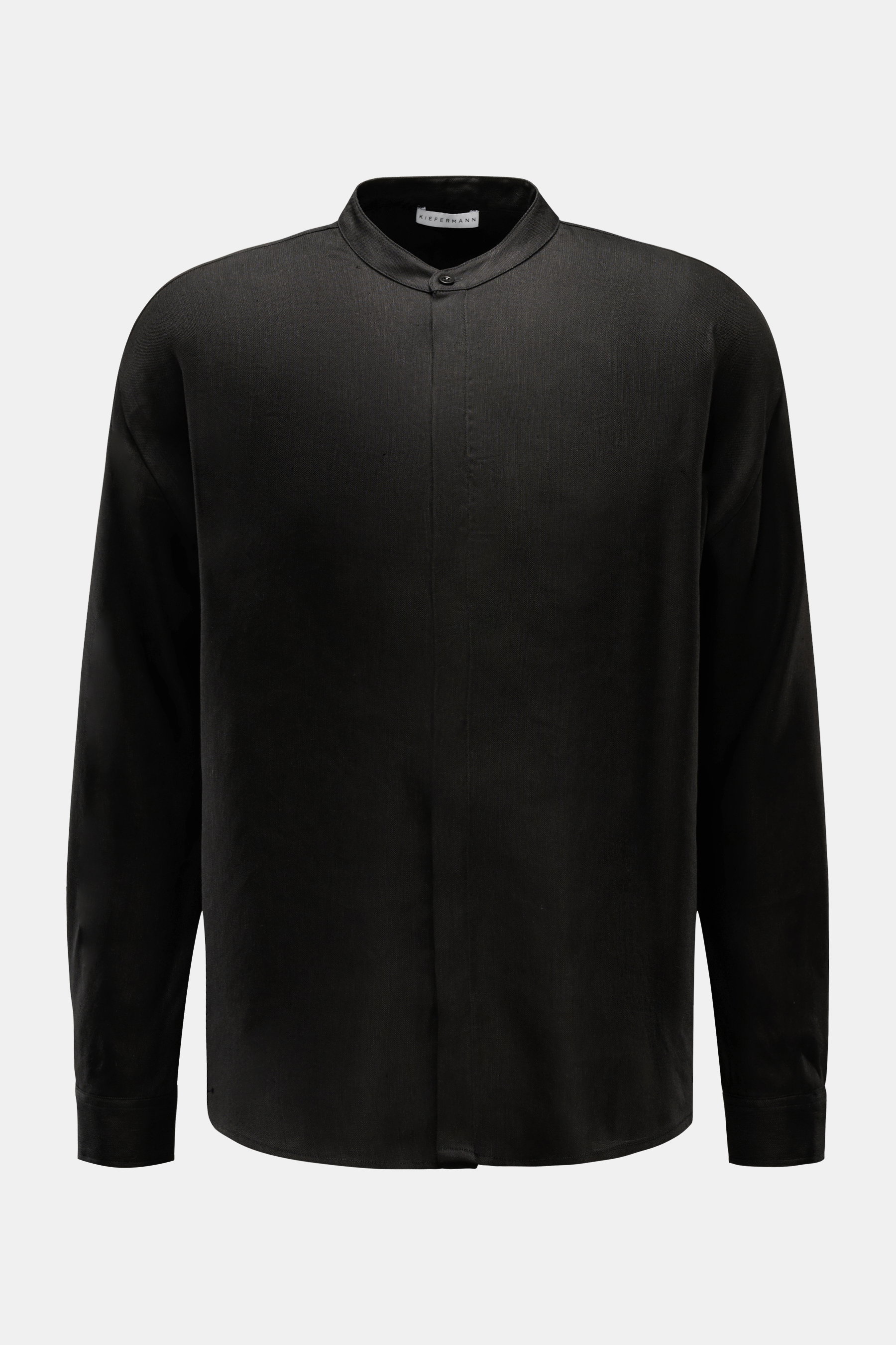 Kiefermann Casual Hemd 'Thomias' Grandad-Kragen schwarz