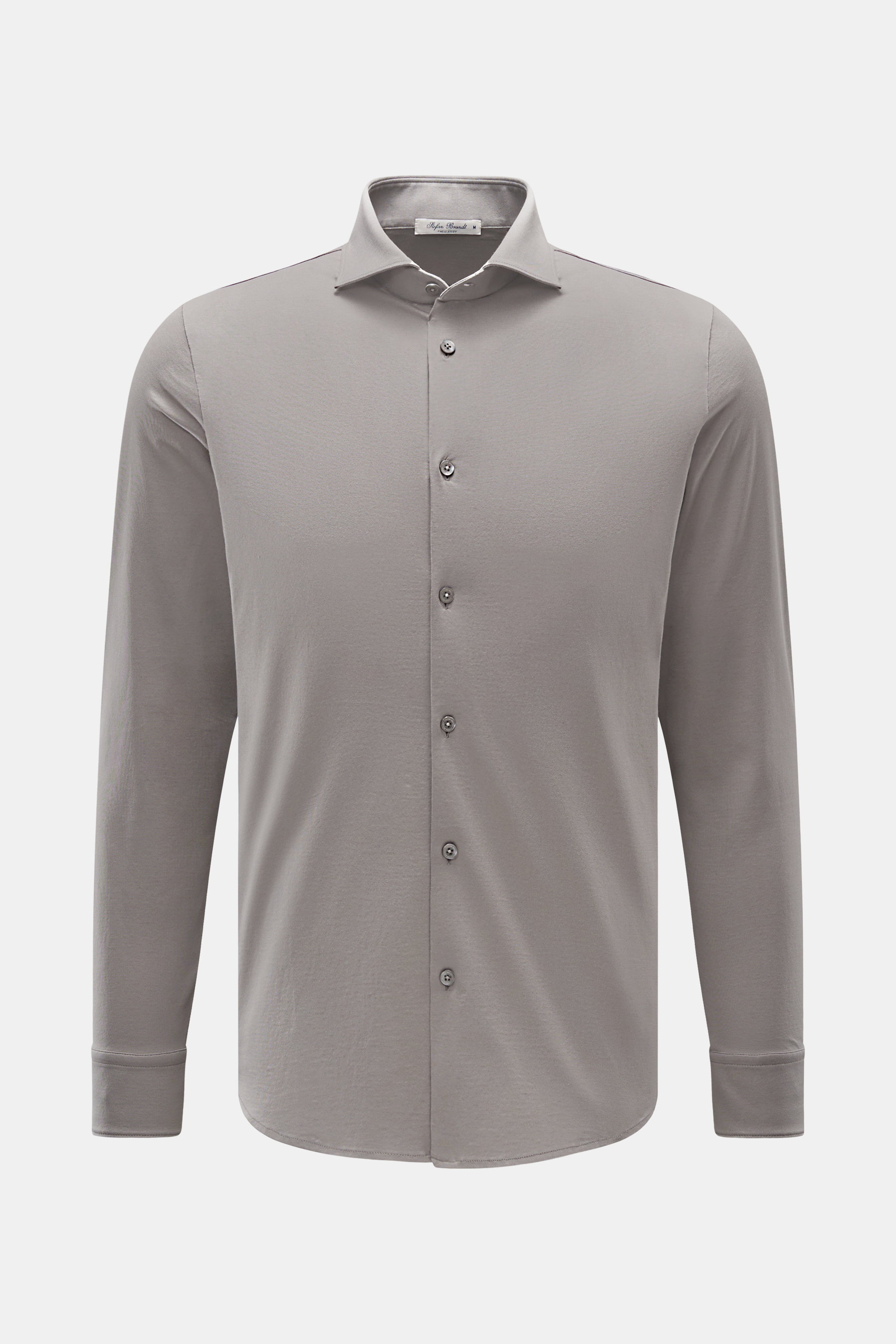 Stefan Brandt Jersey-Hemd 'Otis' Haifisch-Kragen grau