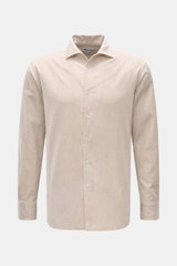 Doppiaa Jacquard-Hemd 'Aannacapri' Haifisch-Kragen beige gemustert