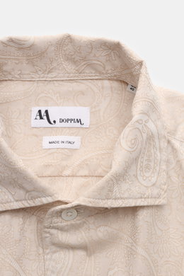 Doppiaa Jacquard-Hemd 'Aannacapri' Haifisch-Kragen beige gemustert