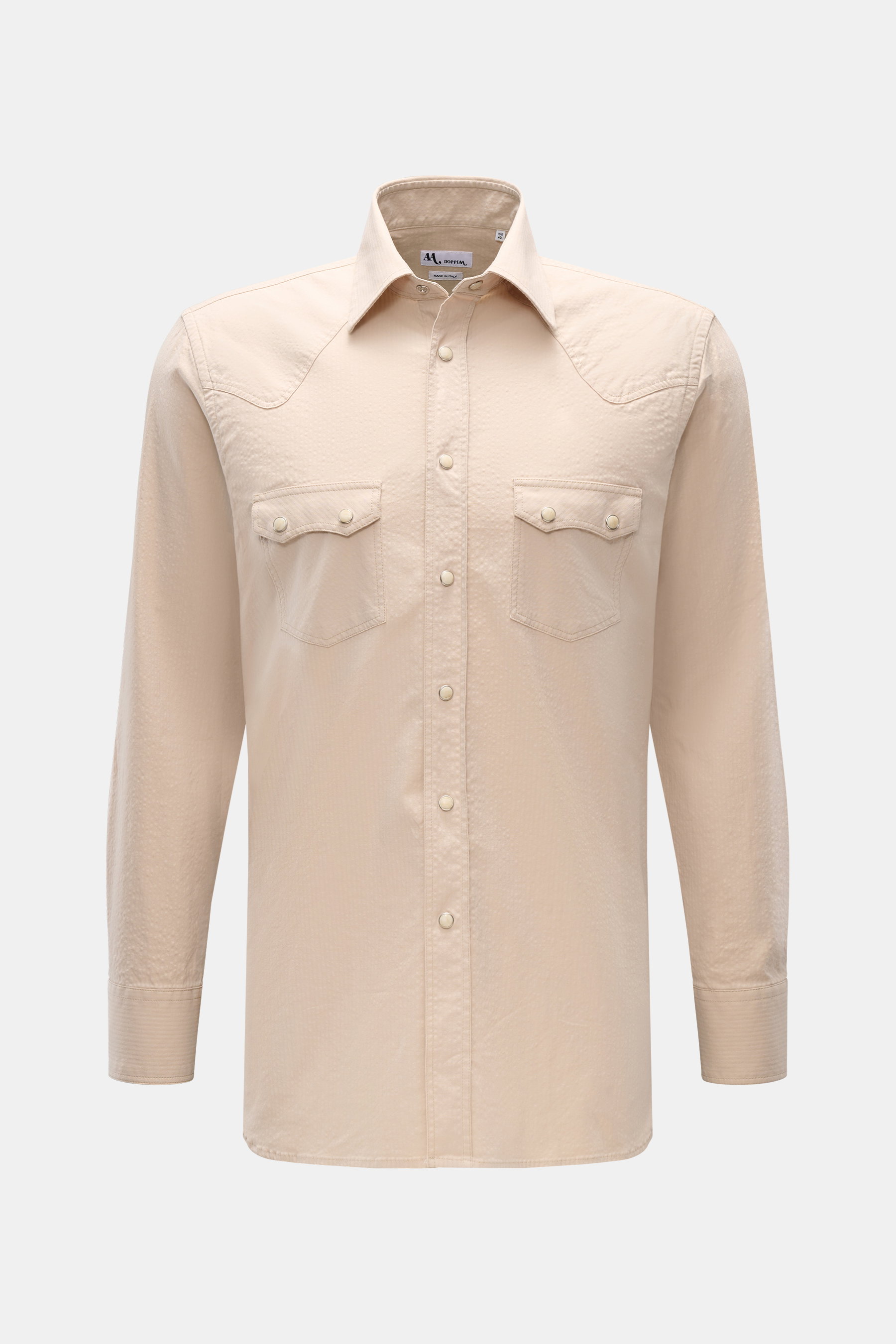 Doppiaa Seersucker-Hemd 'Aariosto' Kent-Kragen beige