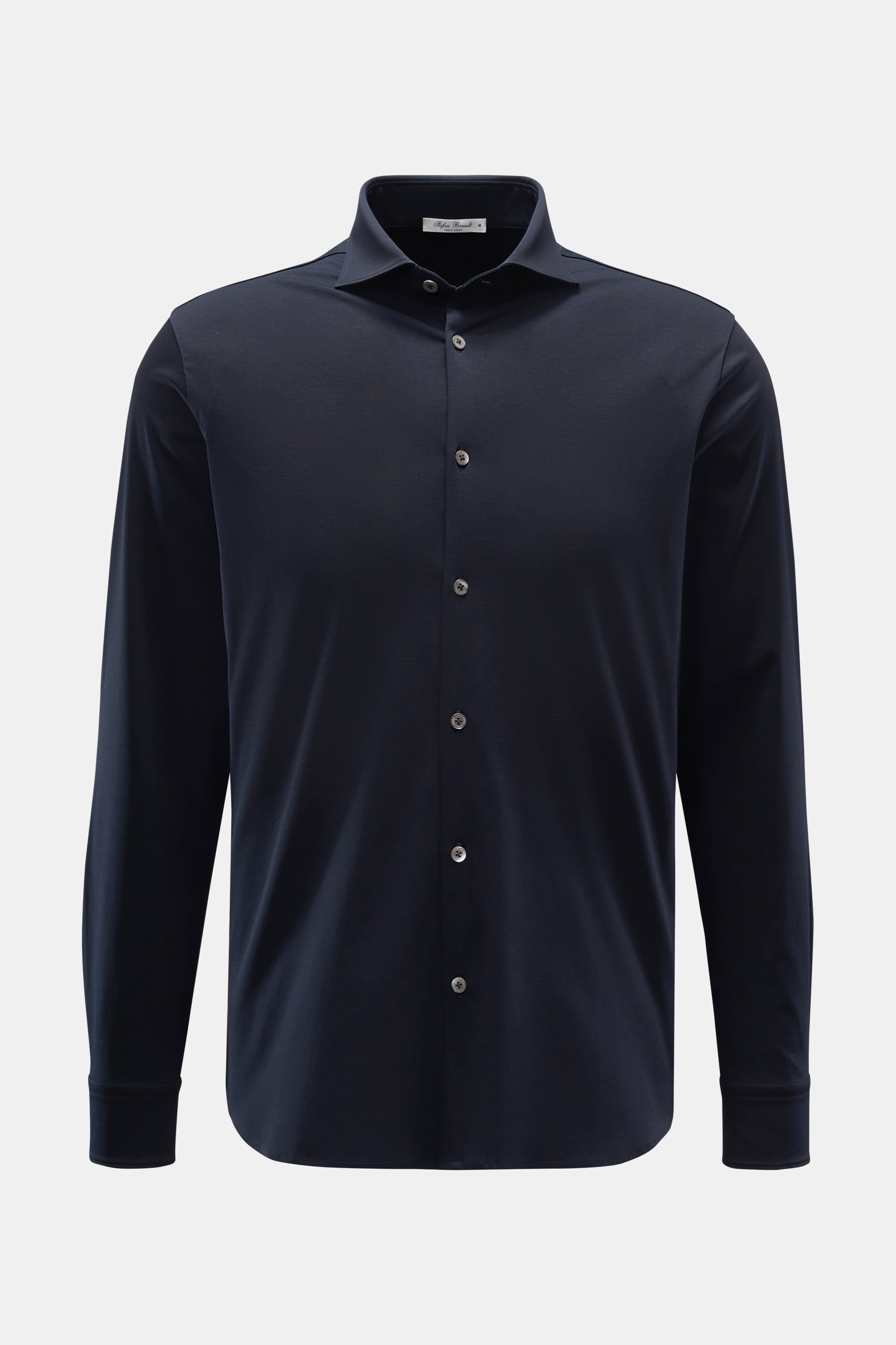 Stefan Brandt Jersey-Hemd 'Otis' Haifisch-Kragen navy