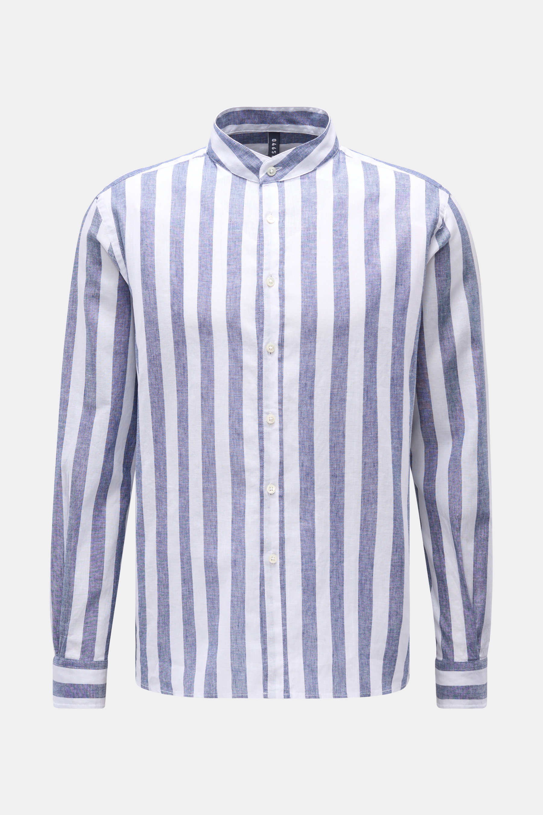 04651/ A trip in a bag Casual Hemd 'Summer Striped Guru' Grandad-Kragen navy/weiß gestreift