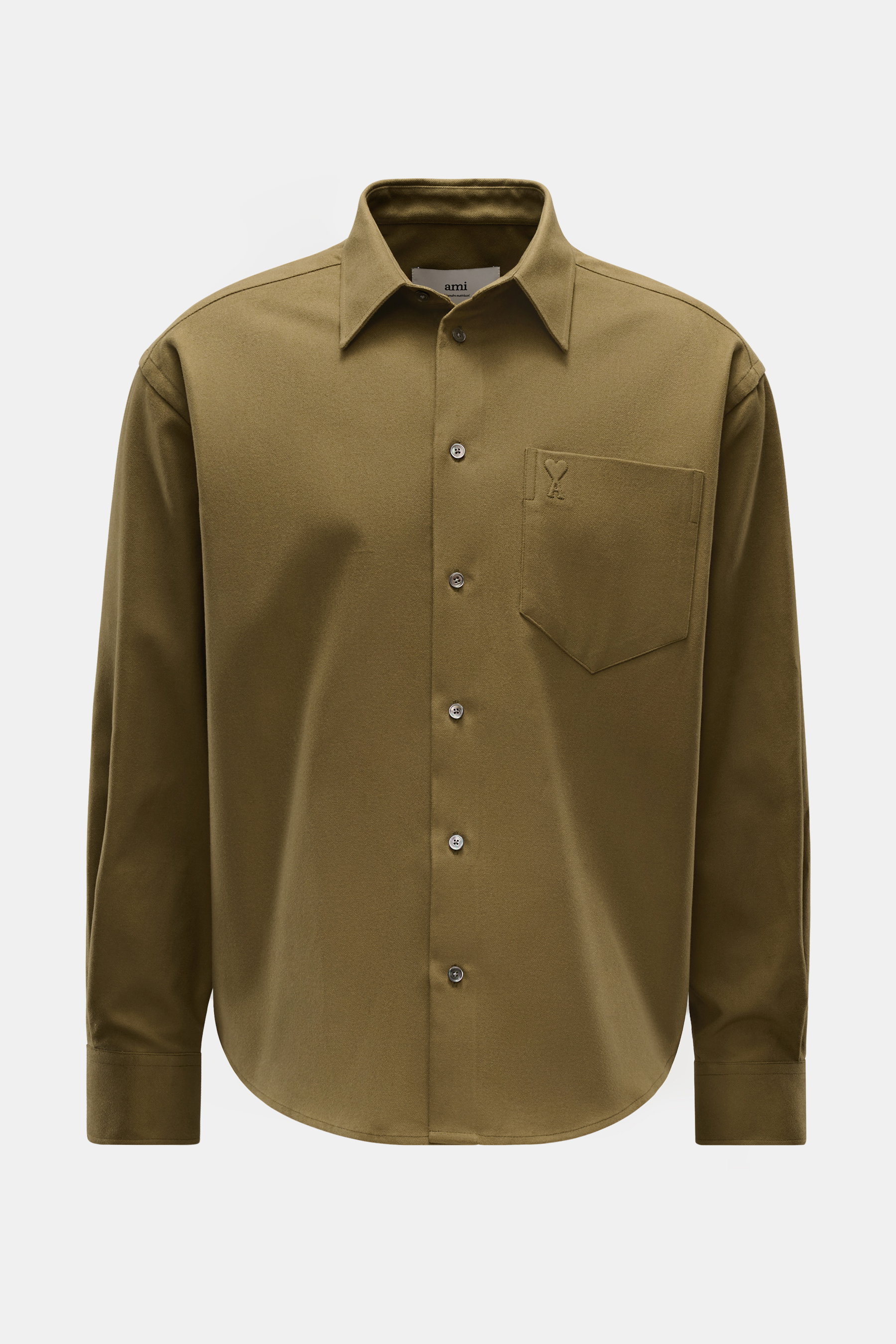 Ami Paris Flanellhemd Kent-Kragen oliv