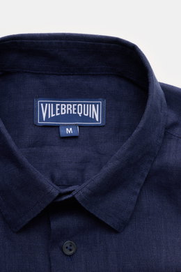 Vilebrequin Linen shirt slim collar navy