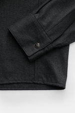 Marco Pescarolo Casual Hemd 'Next' Kent-Kragen anthrazit meliert, Detailaufnahme von Manschette und Saum, reine Schurwolle, Slim Fit, weicher Griff.
