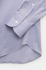 Fray Piqué-Hemd Haifisch-Kragen 'Lione Cucitura' graublau meliert, Detailaufnahme von Manschette und Saum aus reiner Baumwolle, Slim Fit.