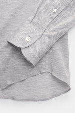 Fray Piqué-Hemd Haifisch-Kragen 'Lione Cucitura' grau meliert, Detailaufnahme von Manschette und Saum aus reiner Baumwolle, Slim Fit.