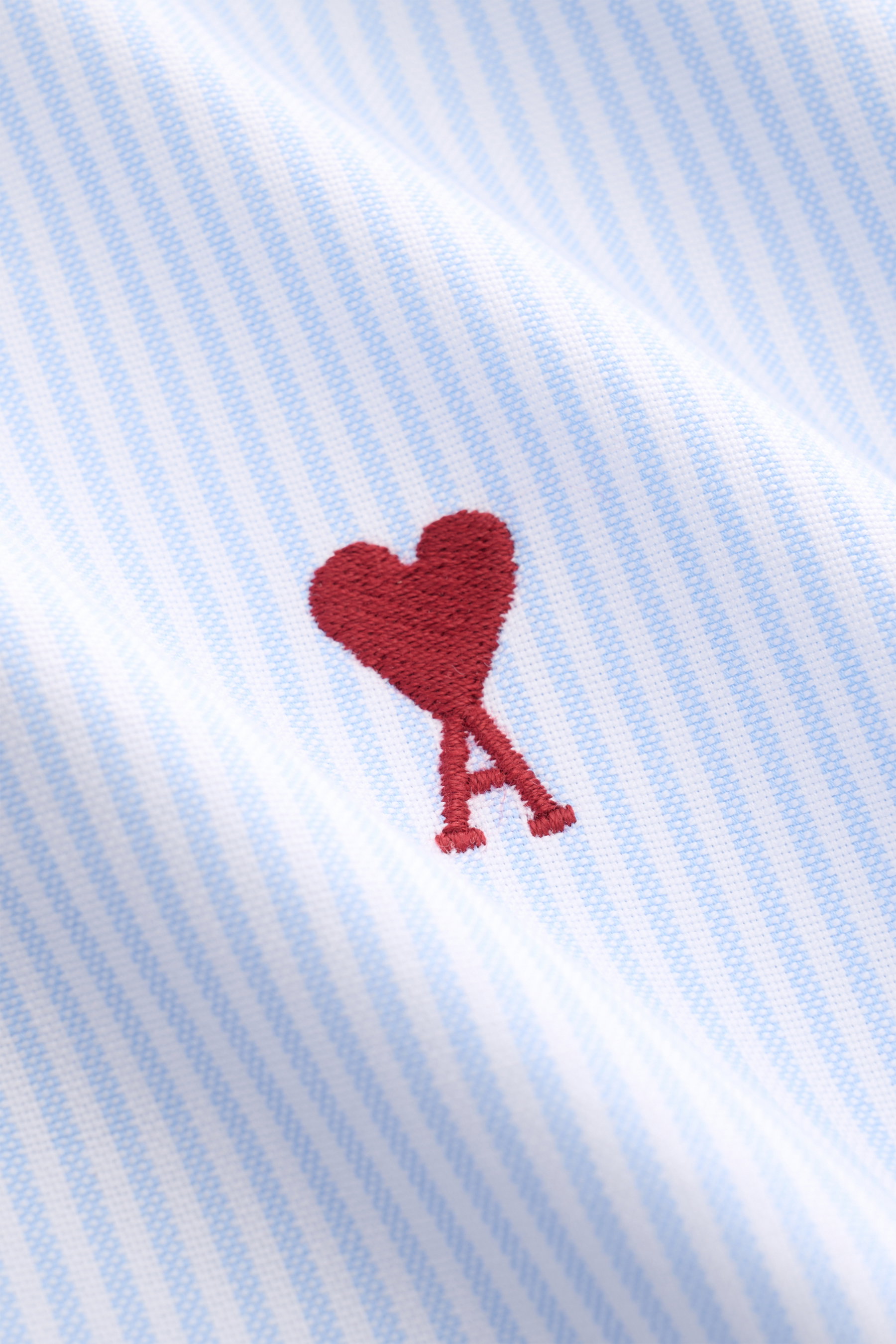 ami paris ホワイト×ブルーストライプ 長袖シャツ 赤ハート 40 AMI PARIS casual shirt in light blue/white striped