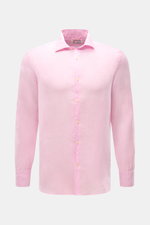 MC2 Saint Barth Leinenhemd 'Pamplona' Haifisch-Kragen rosé shown front view, slim fit linen shirt with soft feel, French placket, and sport cuffs.