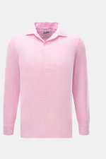 MC2 Saint Barth Popover-Leinenhemd "Raphael" Haifisch-Kragen rosé, frontale Nahaufnahme, reines Leinen, leichte Qualität, französische Knopfleiste, Sportmanschette.