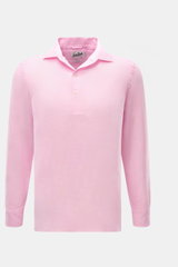 MC2 Saint Barth Popover-Leinenhemd "Raphael" Haifisch-Kragen rosé, frontale Nahaufnahme, reines Leinen, leichte Qualität, französische Knopfleiste, Sportmanschette.