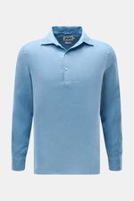 MC2 Saint Barth Popover-Leinenhemd 'Raphael' Haifisch-Kragen rauchblau, frontale Ansicht, leichtes Leinen, Regular Fit, französische Knopfleiste, klassische Manschette.