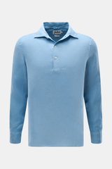 MC2 Saint Barth Popover-Leinenhemd 'Raphael' Haifisch-Kragen rauchblau, frontale Ansicht, leichtes Leinen, Regular Fit, französische Knopfleiste, klassische Manschette.