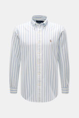 Polo Ralph Lauren Casual Hemd Button-Down-Kragen blau/weiß gestreift, Slim Fit, Baumwolle, Frontansicht, Logo-Stickerei, klassisch, leicht, sportlich.