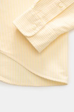 Polo Ralph Lauren Oxford-Hemd Button-Down-Kragen gelb/weiß gestreift, Detailansicht Manschette und Saum, reine Baumwolle, Regular Fit.