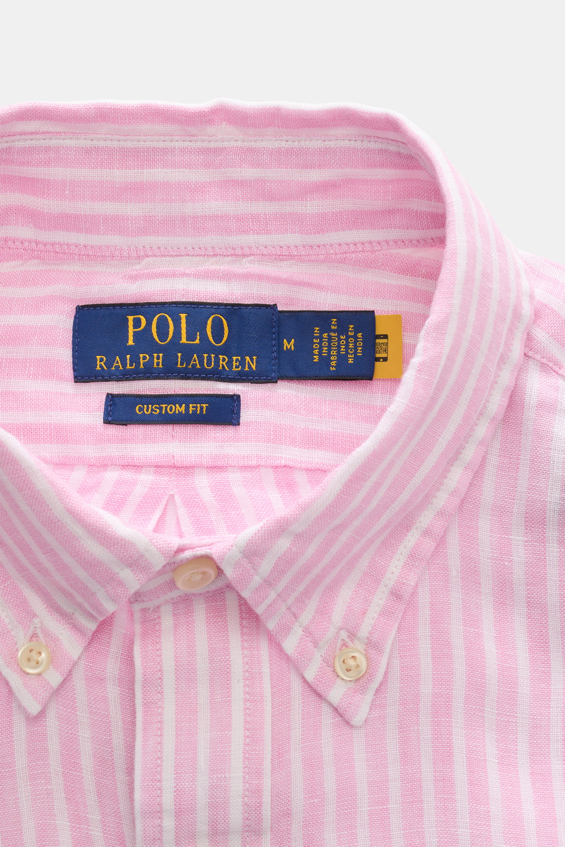 POLO RALPH LAUREN Leinenhemd Button-Down-Kragen rosé/weiß gestreift