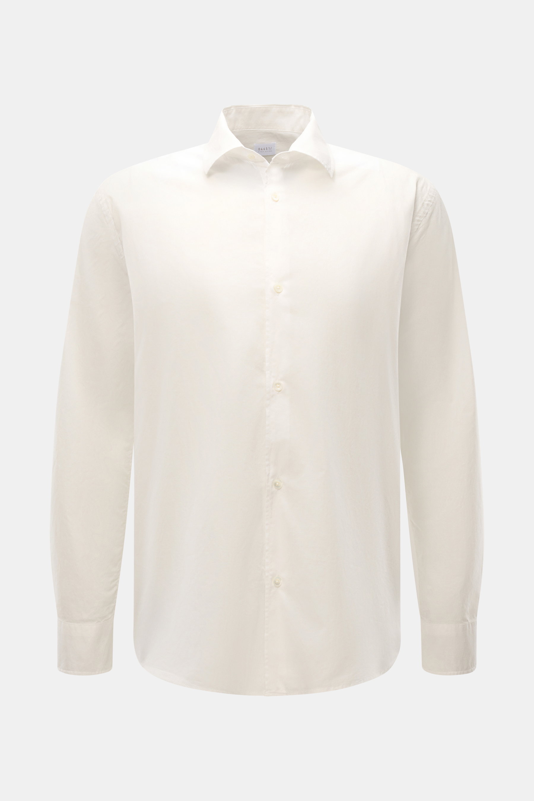 04651/ A trip in a bag Casual Hemd 'Cloudy Shirt' schmaler Kragen offwhite, frontale Nahaufnahme, reine Baumwolle, leichte Qualität, Regular Fit, weicher Griff, klassisch, sportliche Manschetten.