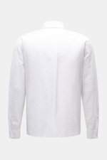 Rear view of the 04651/ A trip in a bag Seersucker shirt Kent collar white, showing lightweight pure cotton fabric with textured seersucker, long sleeves, and classic barrel cuffs.

<p><span class="_fadeIn_m1hgl_8">Effortlessly </span><span class="_fadeIn