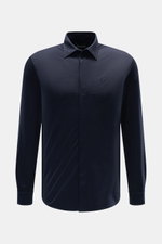 Emporio Armani Jersey-Hemd Kent-Kragen navy, Frontansicht, reines Wolle-Jersey, weicher Griff, Regular Fit, verdeckte Knopfleiste, Sportmanschette, gerundeter Saum.