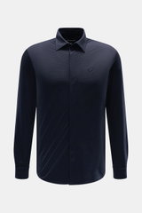 Emporio Armani Jersey-Hemd Kent-Kragen navy, Frontansicht, reines Wolle-Jersey, weicher Griff, Regular Fit, verdeckte Knopfleiste, Sportmanschette, gerundeter Saum.