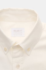 04651/ A trip in a bag Flanellhemd Button-Down-Kragen offwhite aus reiner Baumwolle, weicher Griff, Regular Fit, klassische Sportmanschette, Detailansicht von oben.