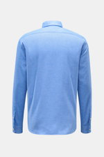 04651/ A trip in a bag Flanellhemd Button-Down-Kragen blau meliert, Rückansicht, reine Baumwolle, Regular Fit, weicher Griff, klassische Sportmanschette, leicht gerundeter Saum