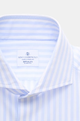 Giampaolo Casual Shirt Shark Collar Light Blue/White Striped