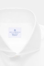 Giampaolo Casual Hemd Haifisch-Kragen weiß shown from a close-up front perspective, highlighting its shark collar and label.  
<p>Ein echter Allrounder vom Hemdenexperten GIAMPAOLO: Mit diesem Hemd aus reiner Baumwolle mit Haifisch-Kragen sind Sie immer b