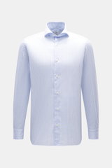 Front view of Giampaolo Casual Shirt Shark Collar blue/white checkered, pure cotton slim fit with shark collar, French button placket, classic sport cuff, rounded hem, soft feel, fine check pattern. A true all-rounder by the shirt expert GIAMPAOLO: With t