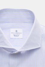 Close-up front view of Giampaolo Casual-Hemd Haifisch-Kragen dunkelblau/weiß kariert with fine checked pattern and shark collar.

<p>Ein echter Allrounder vom Hemdenexperten GIAMPAOLO: Mit diesem Hemd aus reiner Baumwolle und feinem Karomuster mit Haifi