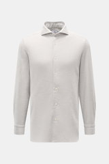 Giampaolo Flannel Shirt Shark Collar Light Grey Melange