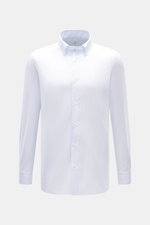 Giampaolo Oxford-Hemd Button-Down-Kragen hellblau/weiß gestreift, Slim Fit, reine Baumwolle, leichte Struktur, Frontansicht mit Knopfleiste und klassischer Sportmanschette.