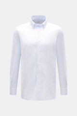 Giampaolo Oxford-Hemd Button-Down-Kragen hellblau/weiß gestreift, Slim Fit, reine Baumwolle, leichte Struktur, Frontansicht mit Knopfleiste und klassischer Sportmanschette.