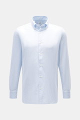 Front view of Giampaolo Oxford shirt button-down collar light blue/white striped, slim fit, pure cotton Oxford fabric with button placket.

Description: 
<p>Classic from the Italian shirt expert GIAMPAOLO: This handmade shirt made of fine Oxford with a bu