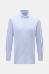 Giampaolo Oxford-Hemd Button-Down-Kragen hellblau/weiß gestreift, Slim Fit, Oxford-Baumwolle, Frontansicht, klassischer Büro-Allrounder.