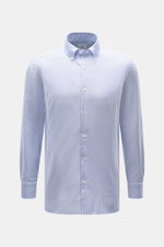 Vorderansicht des Giampaolo Oxford-Hemd Button-Down-Kragen blau/weiß gestreift, Slim Fit, aus reiner Baumwolle mit französischer Knopfleiste.